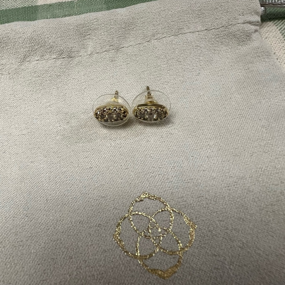 Kendra Scott Gold Stud Earrings Intricate Design